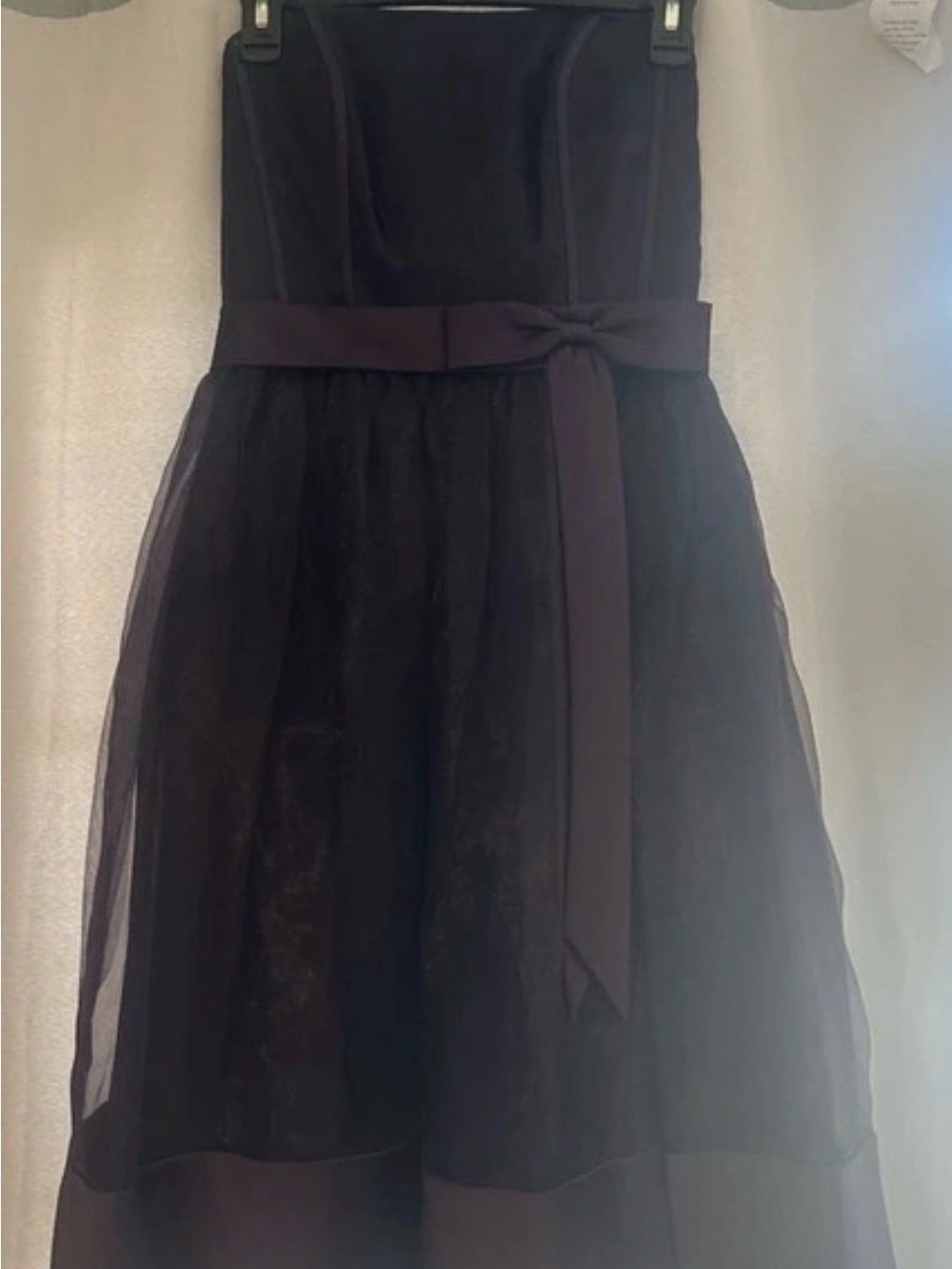 Alfred Angelo Purple Strapless Tulle Dress with Waist Sash